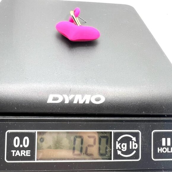 Hot Pink Heart and Chain Detail Drop Statement Earrings Feminine Chunky Barbie - Picture 8 of 11